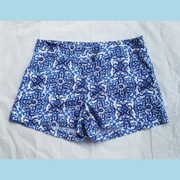 MILLY Design Nation Blue White Print Shorts 2 - Picture 2 of 5